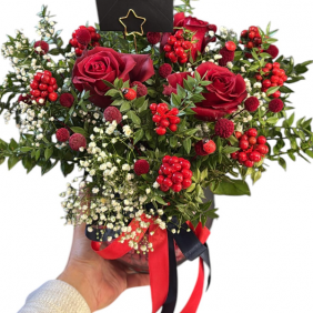  Kemer Çiçek Siparişi Gül Kokina Yılbaşı Fanus Aranjman