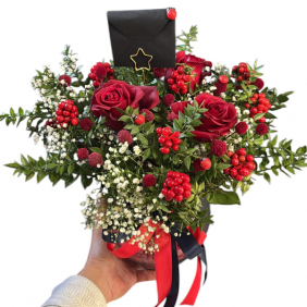  Kemer Çiçek Siparişi Gül Kokina Yılbaşı Fanus Aranjman